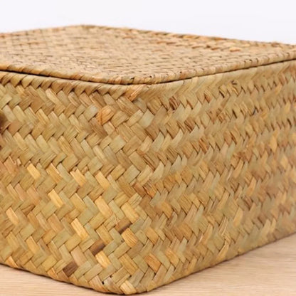 Wicker Shelf Baskets with Lid