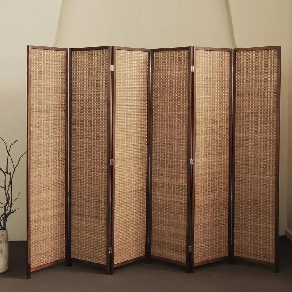 Natural Brown  6 Panel Bamboo Room Divider