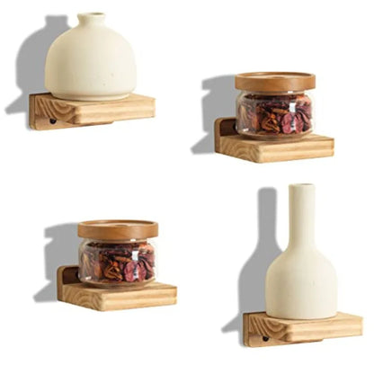 Small Floating Shelf for Wall Set of 2 Natural Wood