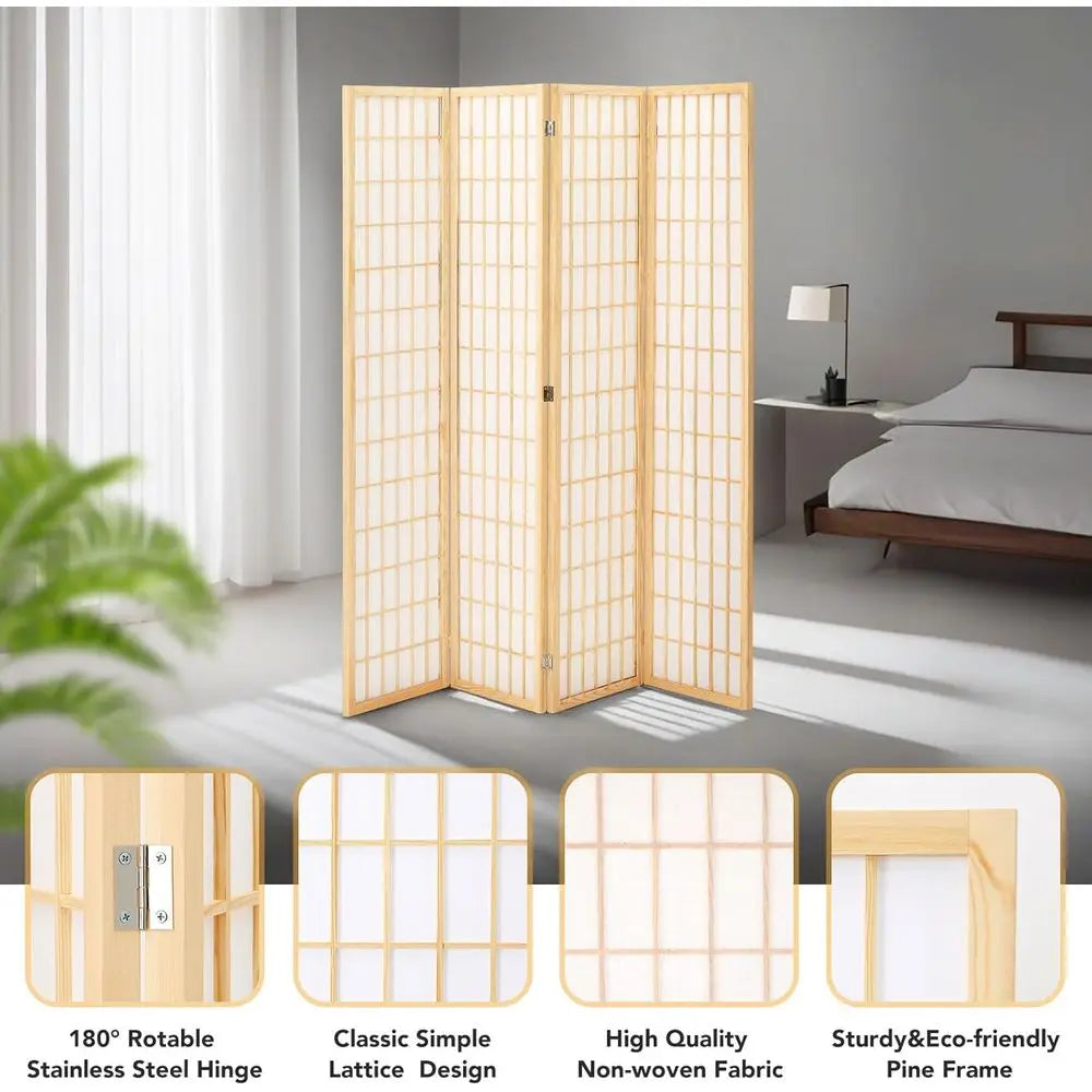 Room Divider Wall 4 Panel 6ft Folding Privacy Screen