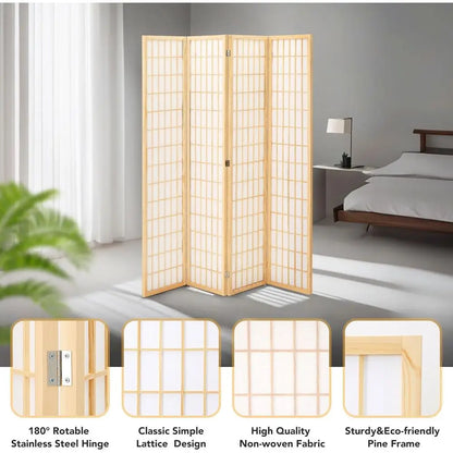 Room Divider Wall 4 Panel 6ft Folding Privacy Screen