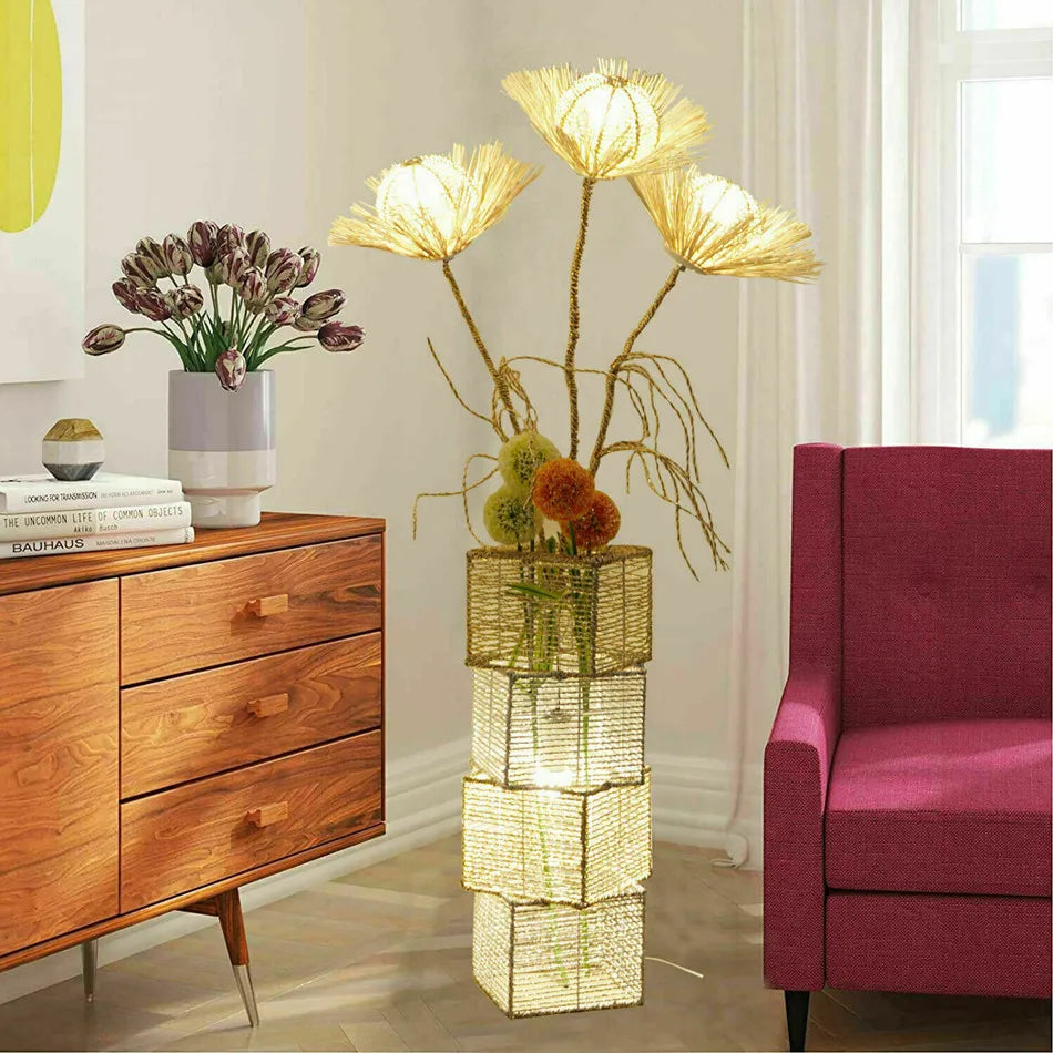 Decorative Floor Lamp LED Rattan Standing Lights