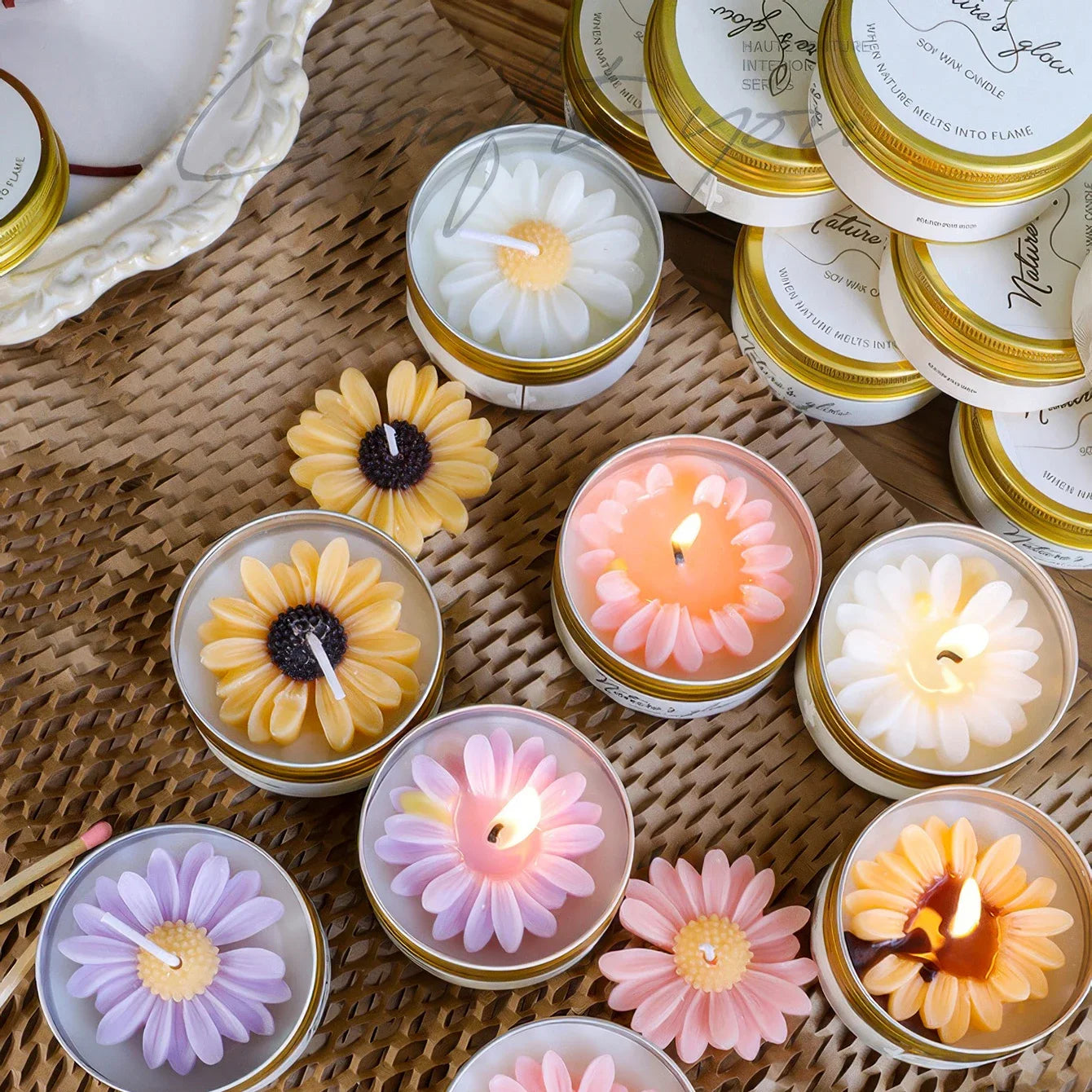 Handmade Soy Wax Flower Candle Tin