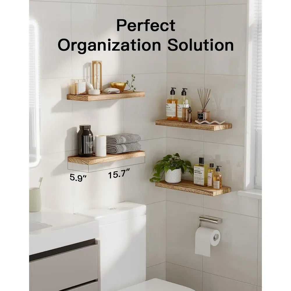 Floating Wood Wall Shelves for Home Office