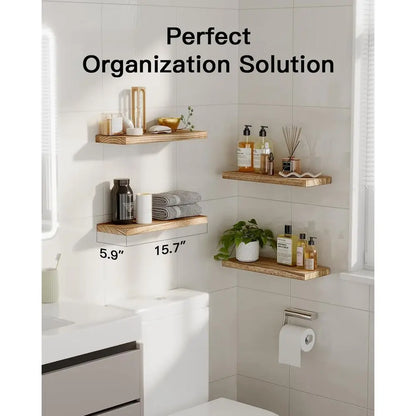 Floating Wood Wall Shelves for Home Office