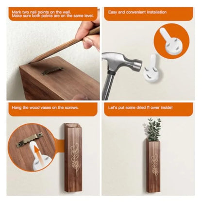 4 Pack Wood Indoor Wall Planter Pocket Vases