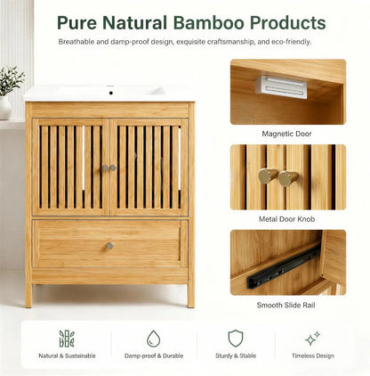 30in Bamboo Bathroom Vanity with Sink