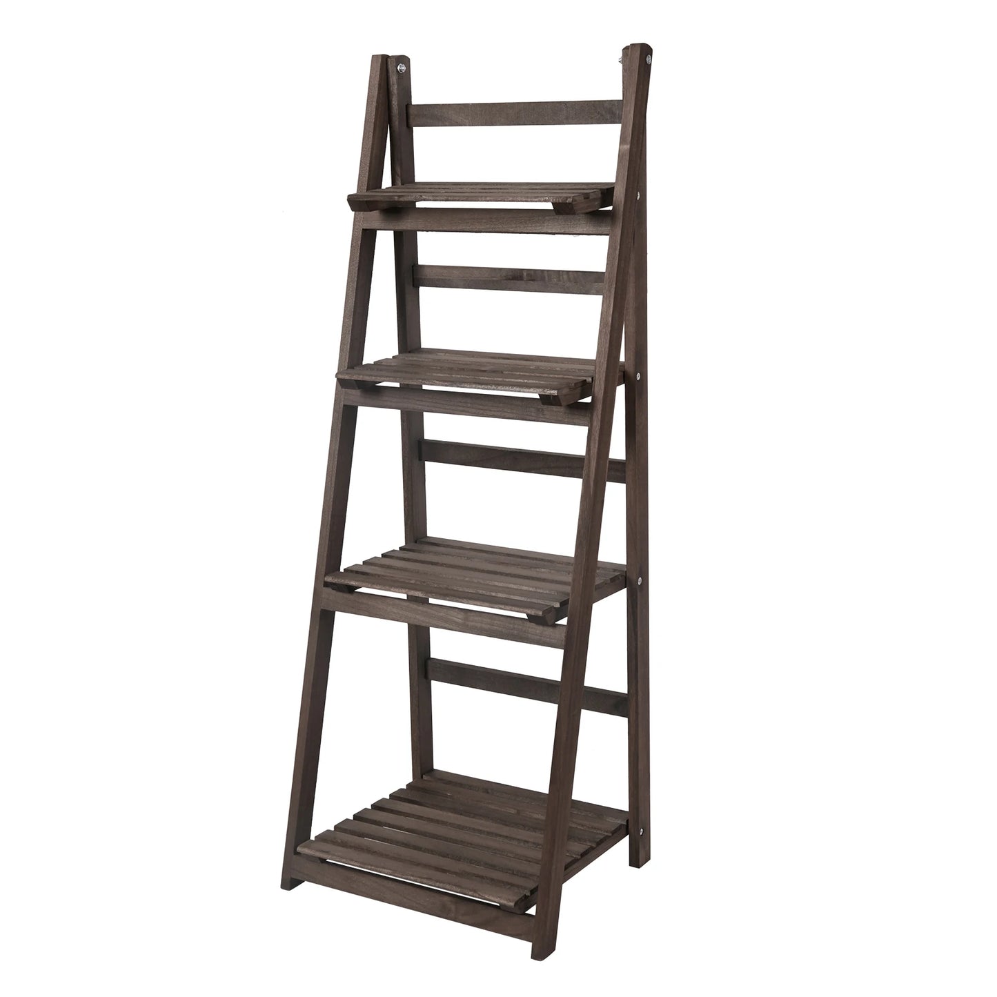 4-Tier Wooden Flower Display Stand Ladder Storage Shelf