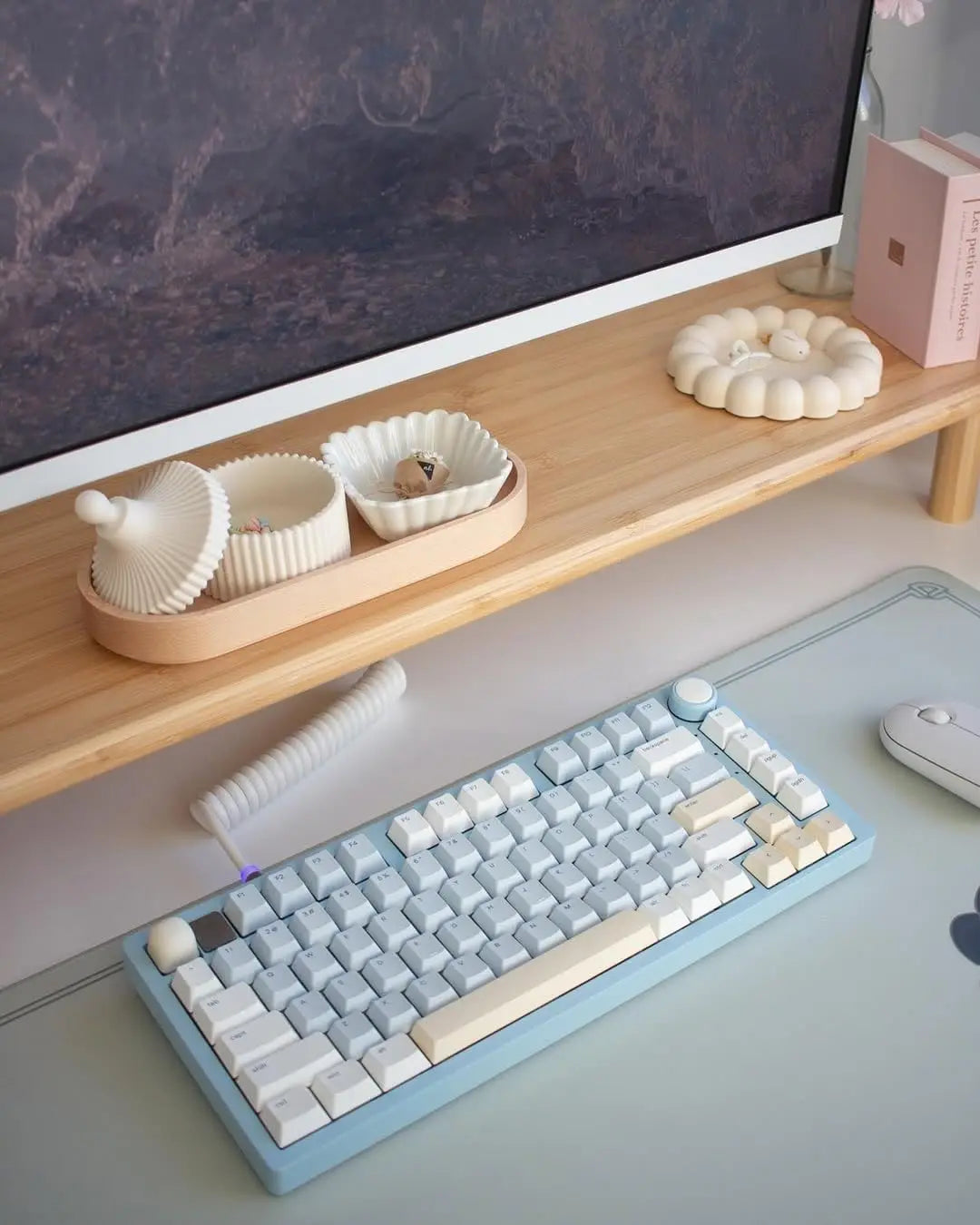 Bamboo Dual Heavy Monitor Stand with Storage