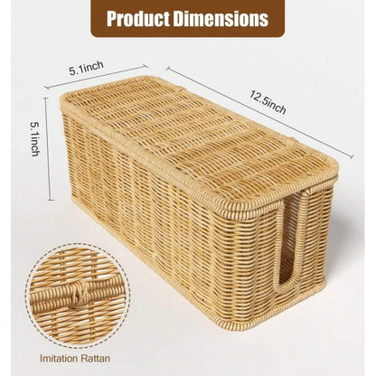 Handwoven Rattan Cable Management Box