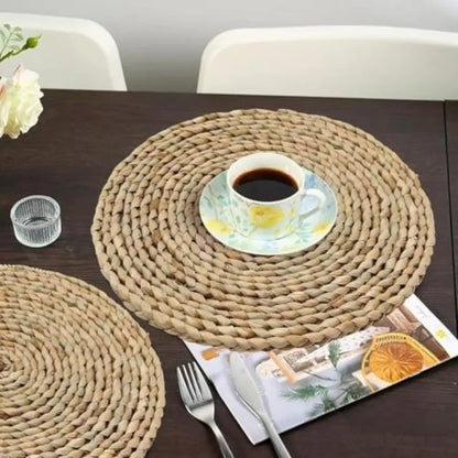 6Pcs 12" Round Natural Hand-Woven Placemats
