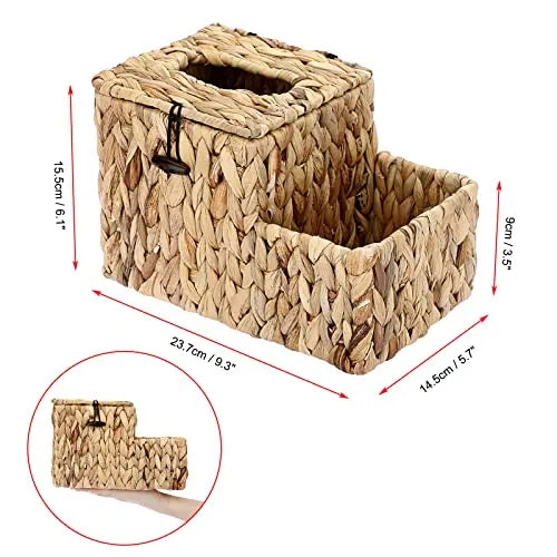 Rustic Water Hyacinth Woven Tissue Box Holder