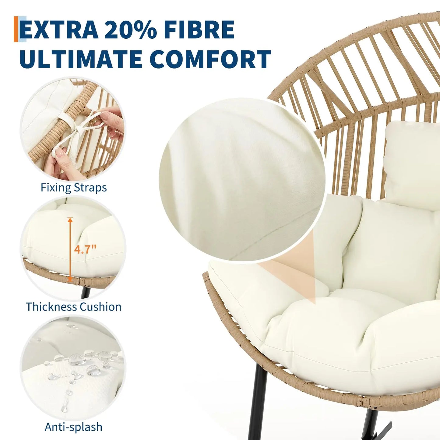 Oversized Ergonomic Wicker Rocking Egg Chair