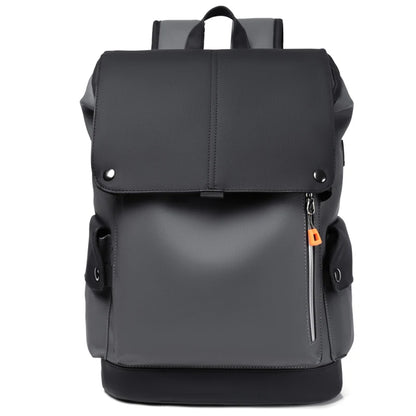 Leather Waterproof Men's Laptop Backpack USB Charging