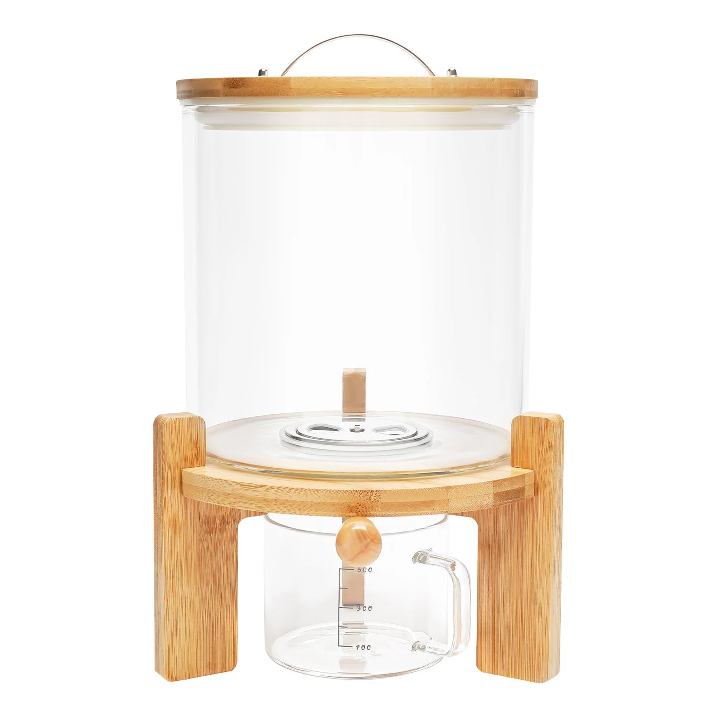 5L Clear Glass Cereal Dispenser with Sealed Bamboo Lid