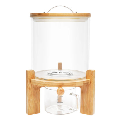5L Clear Glass Cereal Dispenser with Sealed Bamboo Lid