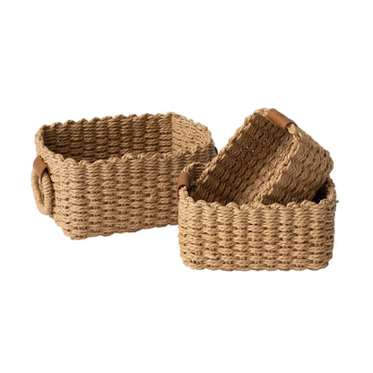 Decorative Square Basket Organizer Set of 3