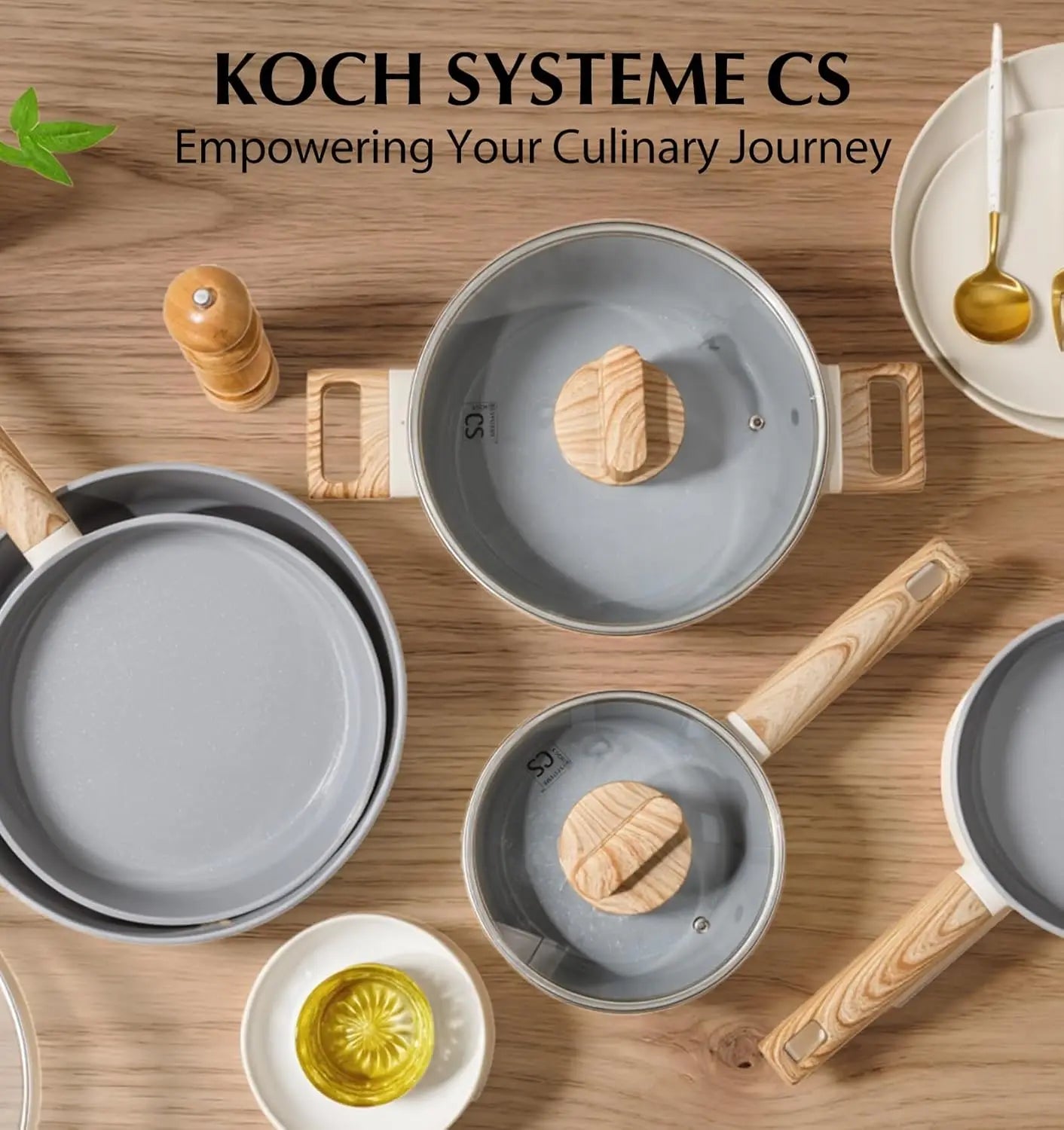 Nonstick Ceramic Cookware Set with Stay-Cool Handles