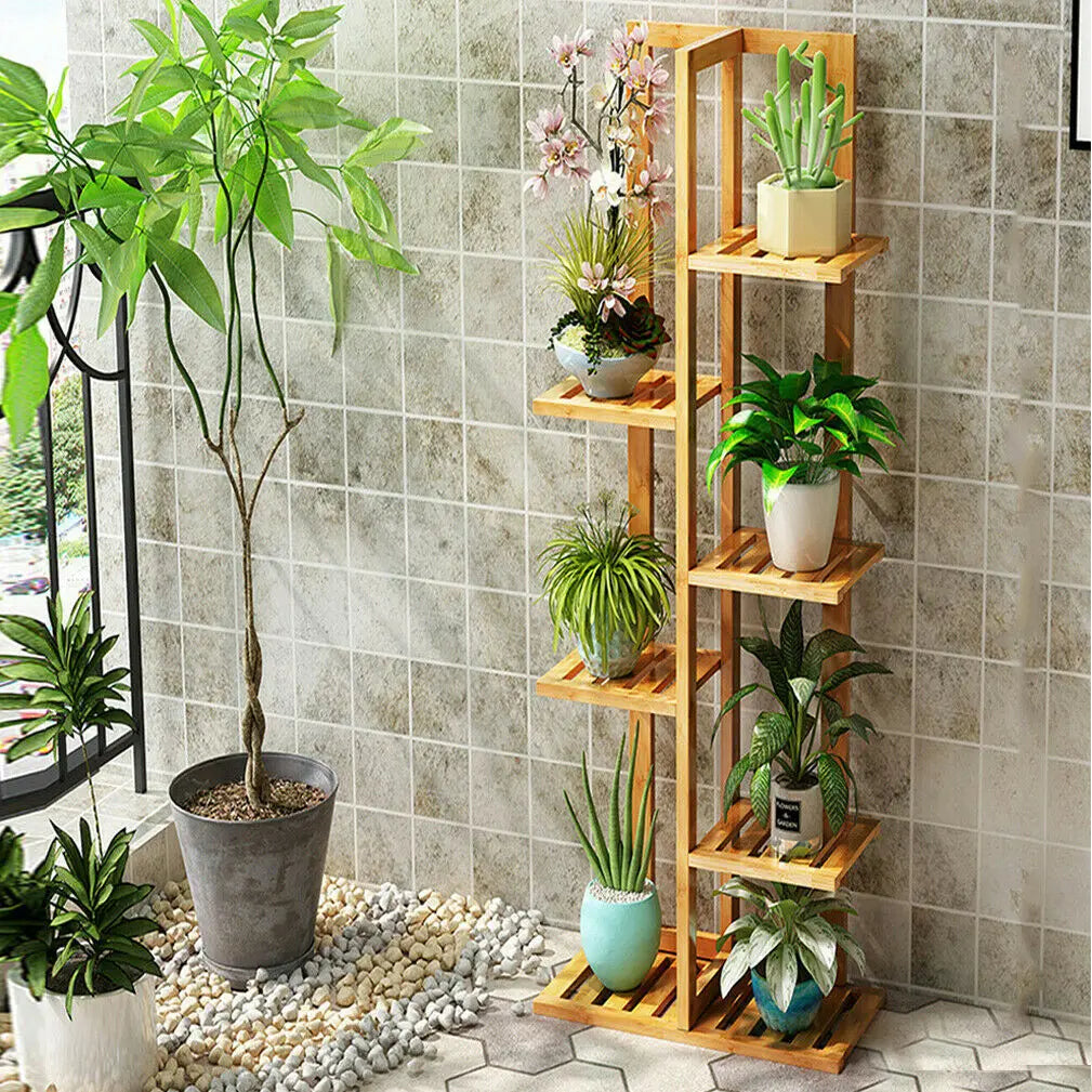 Vertically Bamboo Flower Shelf Rack Plant Stand