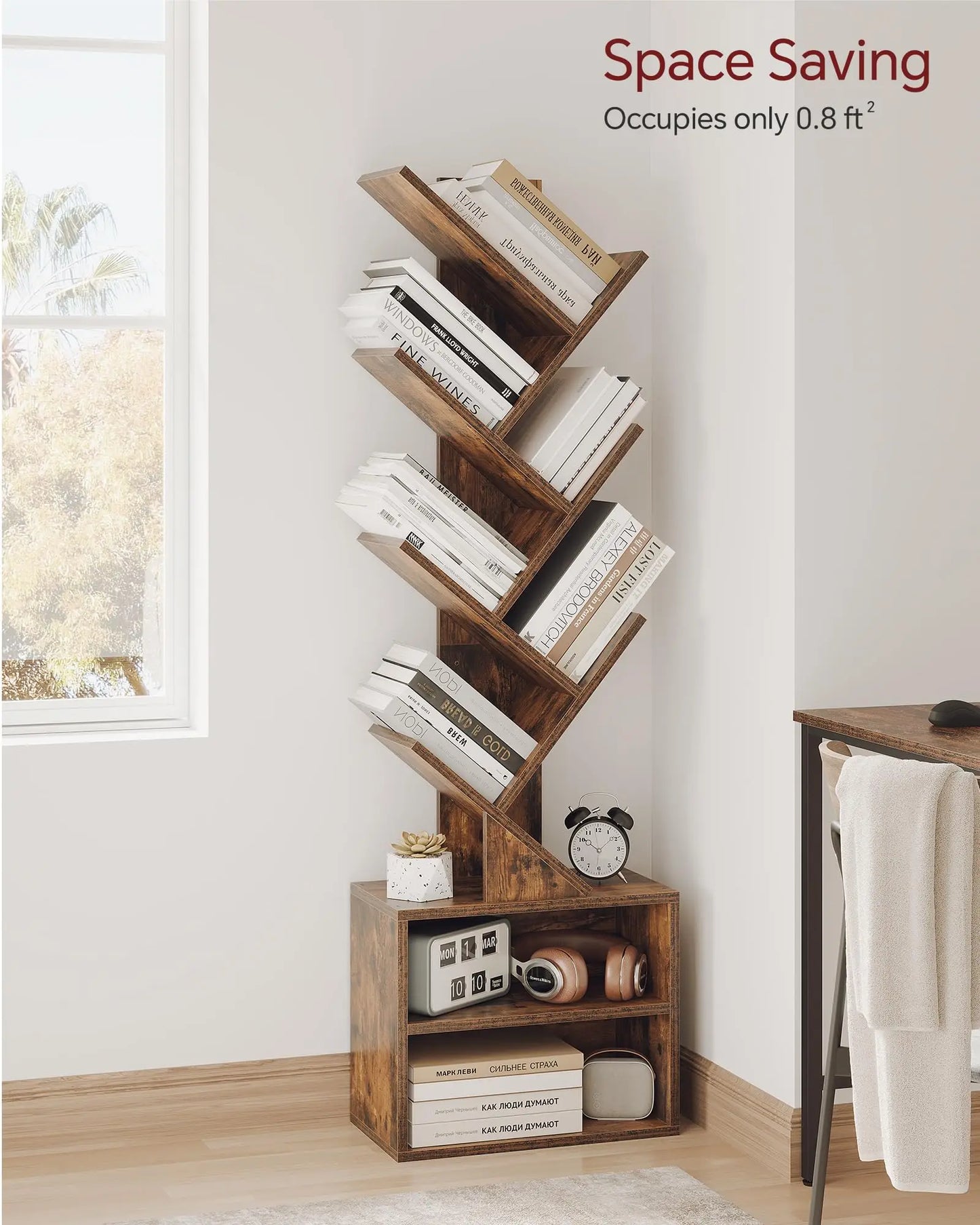 6 Tier Tree  Floor Standing Bookshelf