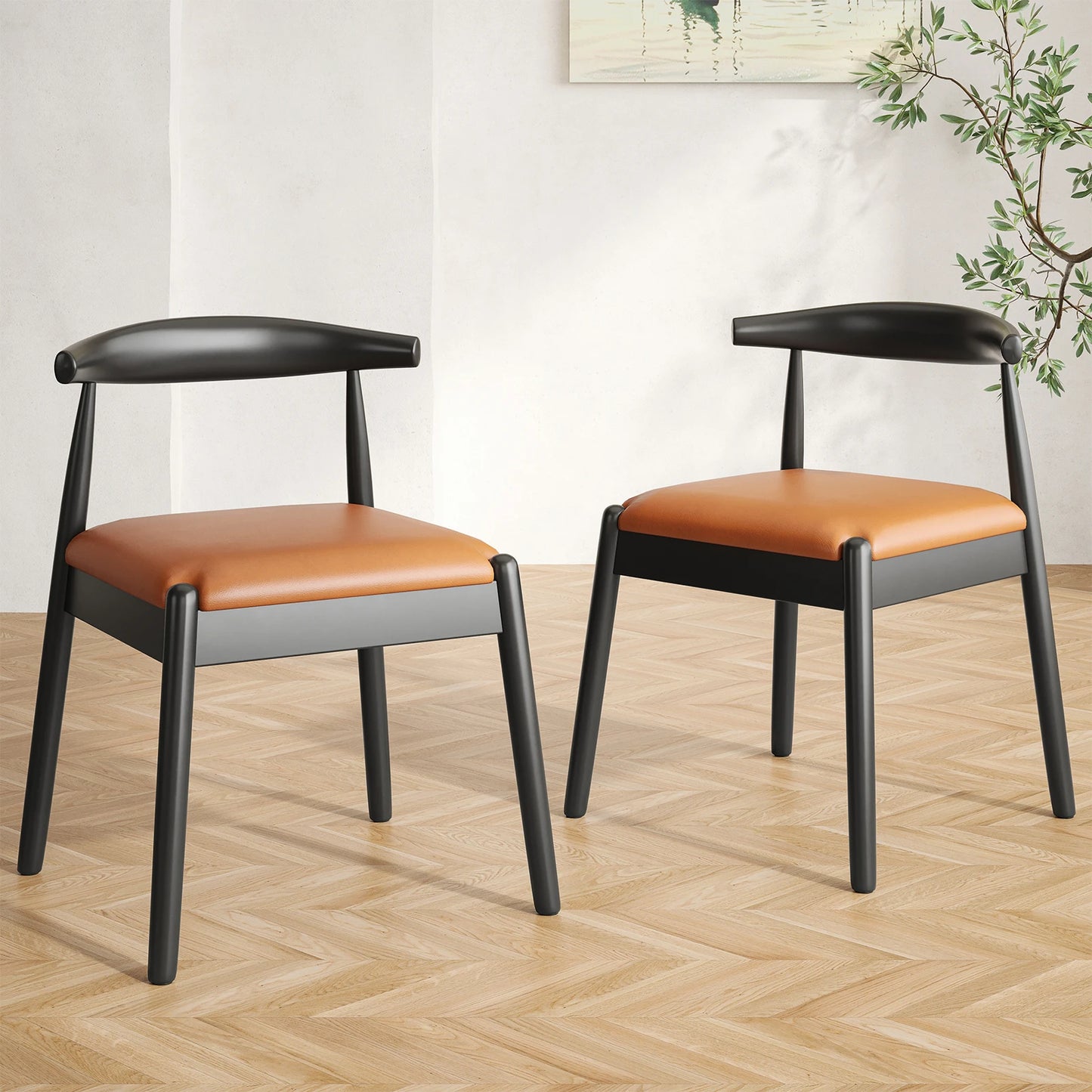 Dining Chairs Set of 2 with Solid Wood Legs