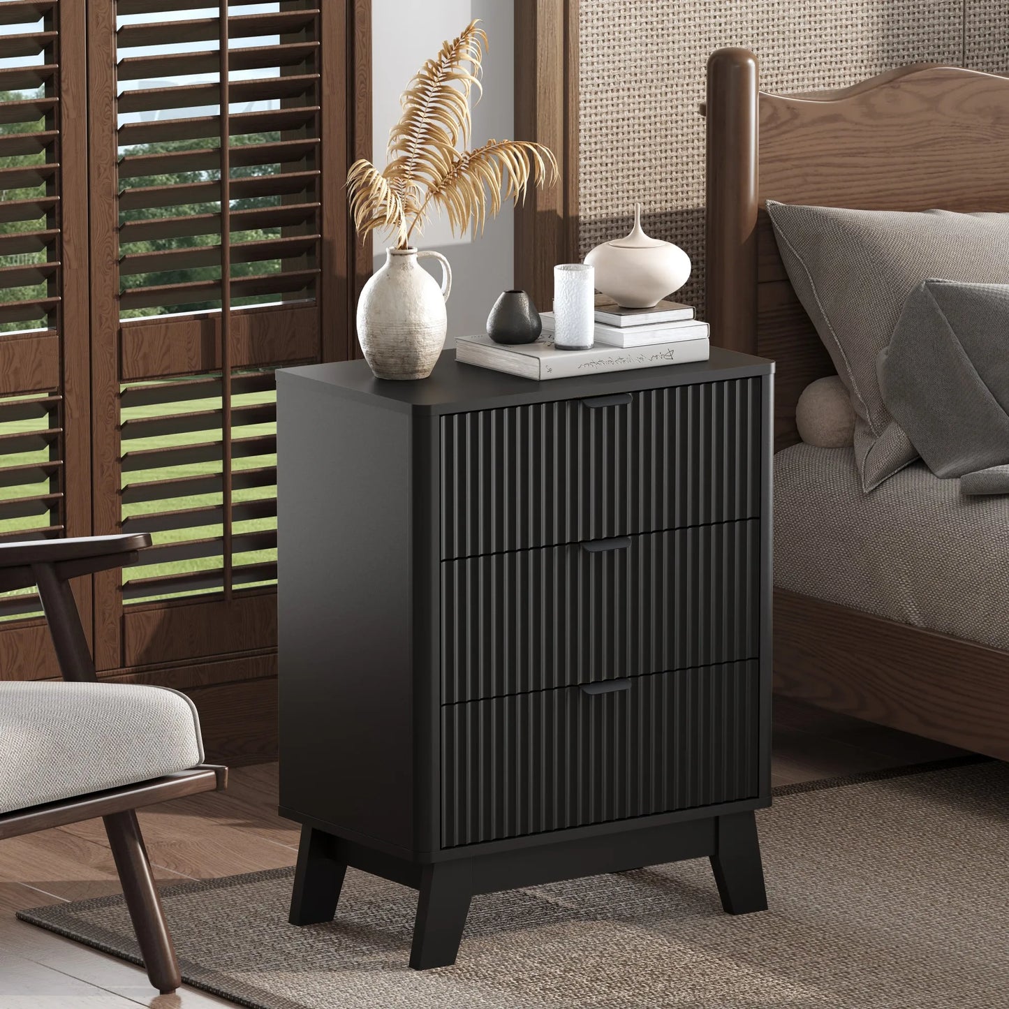 Mid-Century Modern Wooden Bedroom Nightstand