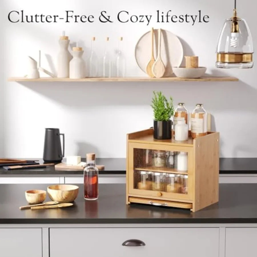 Bamboo Bread Box for Kitchen Countertop