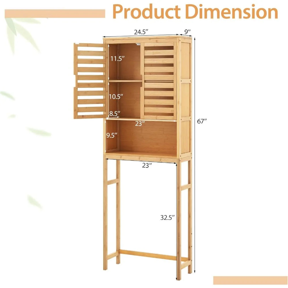 Freestanding Tall Natural Bamboo Over-the-Toilet