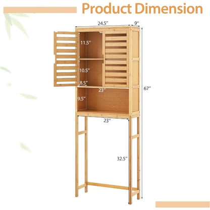Freestanding Tall Natural Bamboo Over-the-Toilet