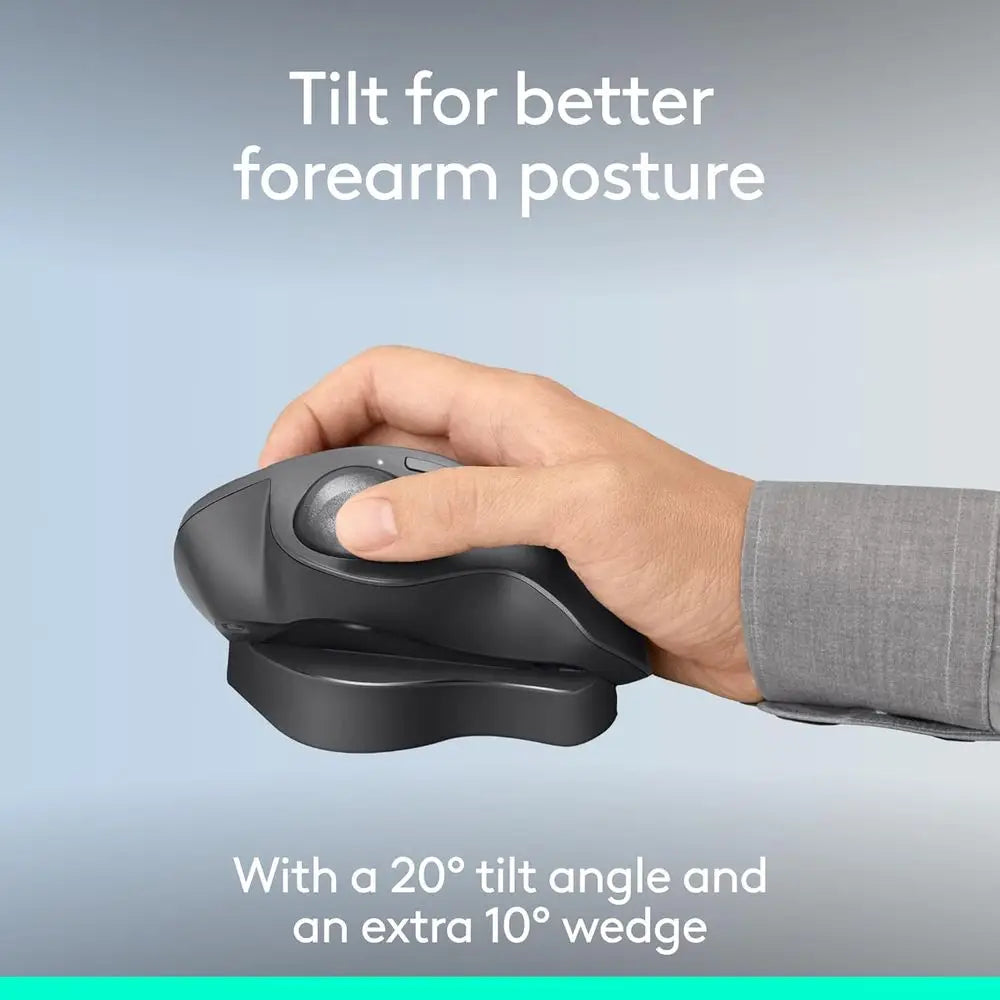 Wireless Ergonomic Trackball Mouse with USB-C Charging