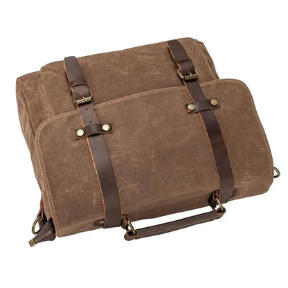 Vintage Leather Messenger Bag  Laptop  Waxed Canvas