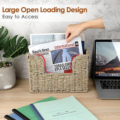 Woven Hanging Magazine Holder Storage Basket