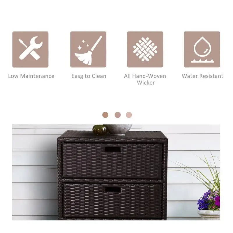 Outdoor Towel Cabinet Rattan Pool Storage Organizer