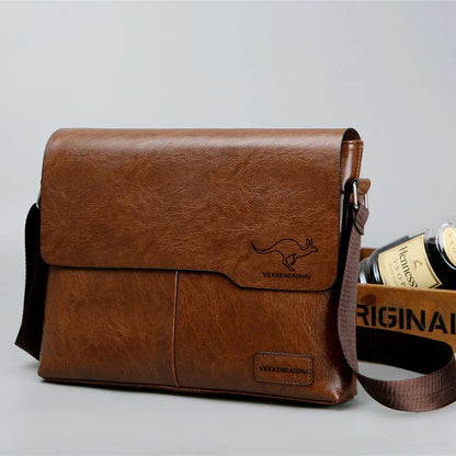 Men's Business Leather Shoulder Bag  Crossbody Handbag