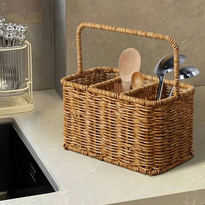Handwoven Minimalist Square Multi-Compartment Storage Basket