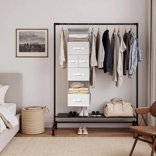 Hanging Closet Organizer and Storage 6 Shelf  Drawers