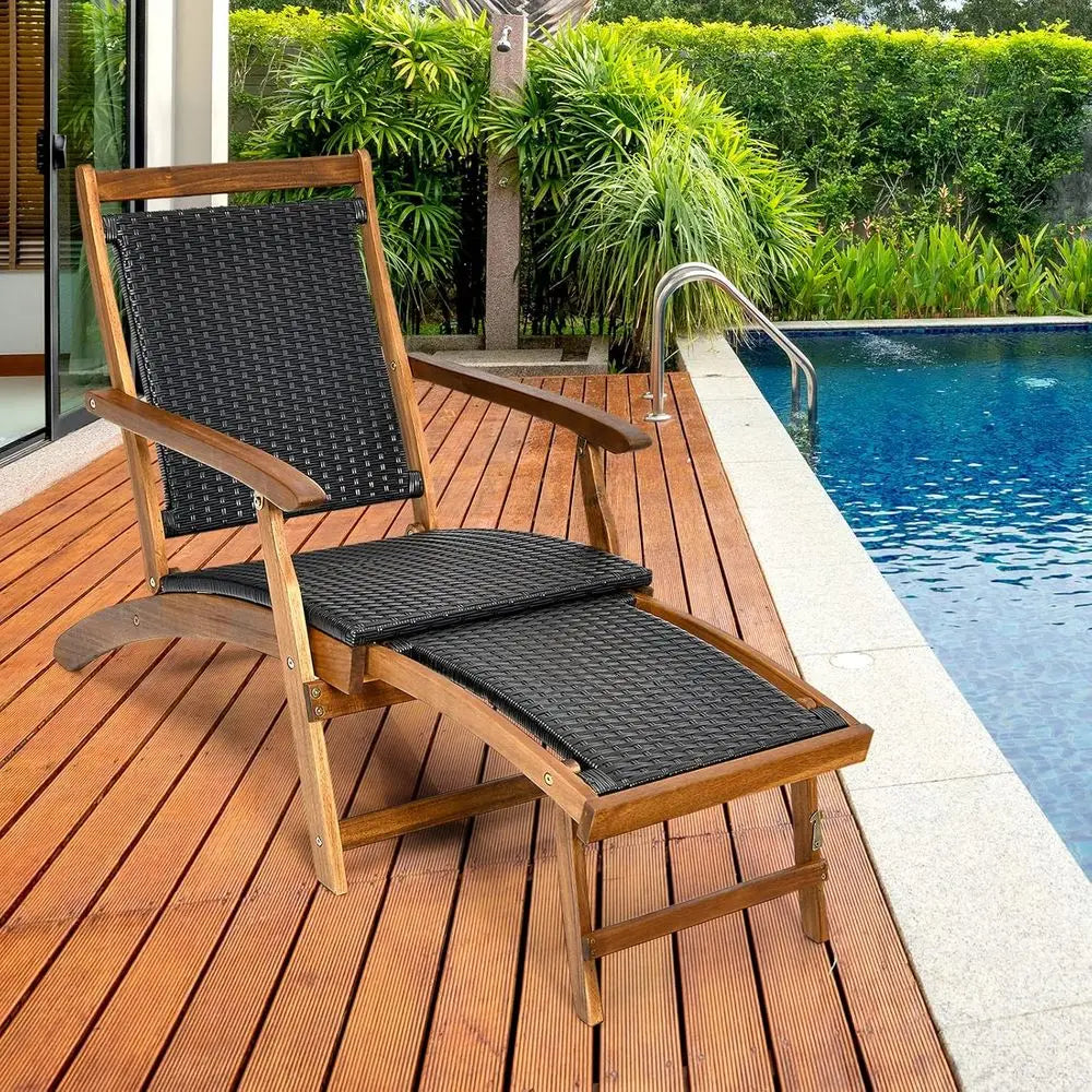 Patio Chaise Lounge Space-Saving Ergonomic Deck Chair