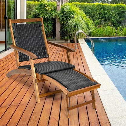 Patio Chaise Lounge Space-Saving Ergonomic Deck Chair