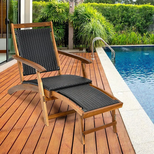 Patio Chaise Lounge Space-Saving Ergonomic Deck Chair