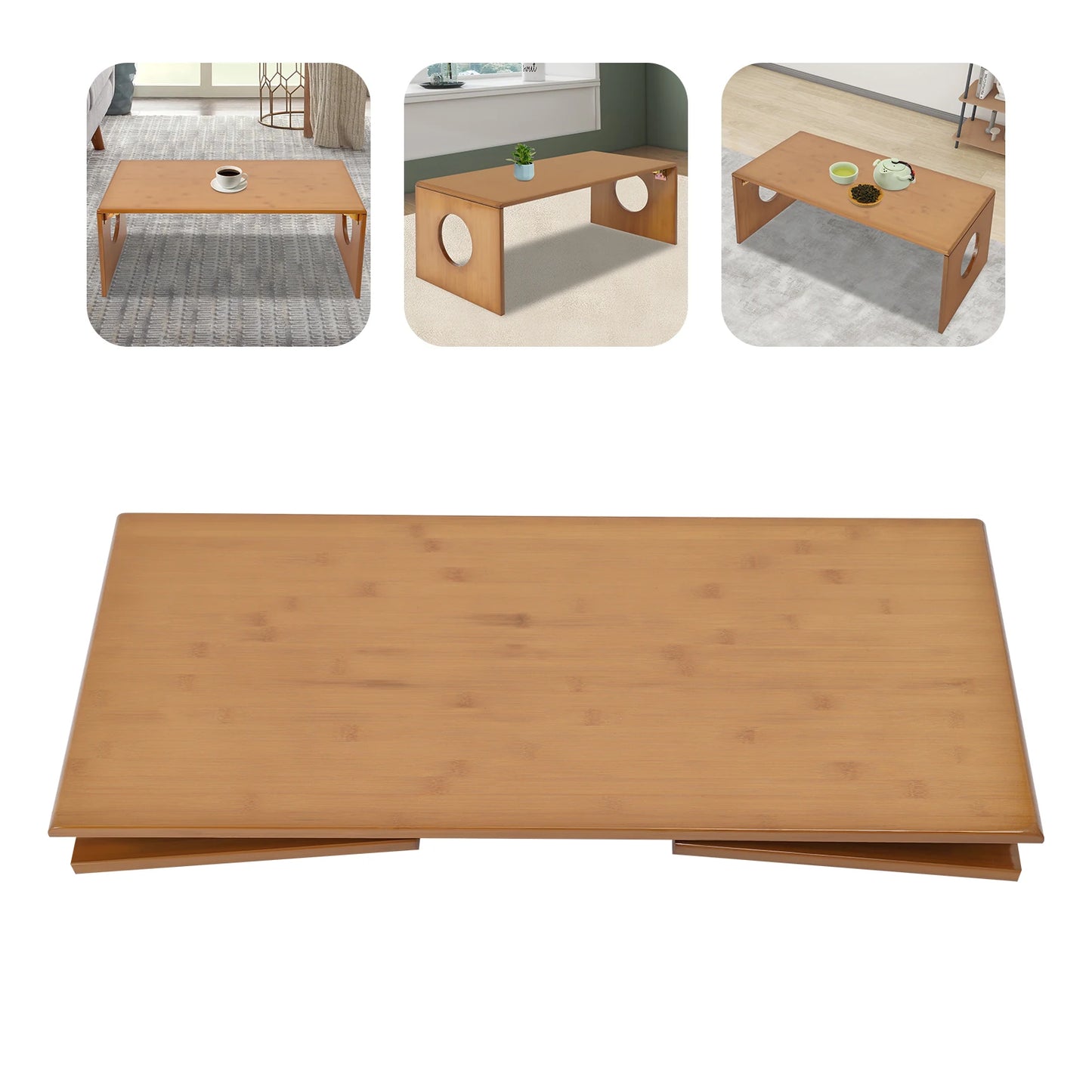 Folding Portable  Bamboo Floor Coffee Table