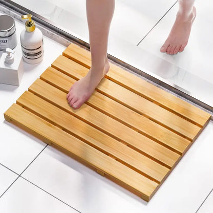 Bamboo Bath Mat Non Slip Waterproof Wooden