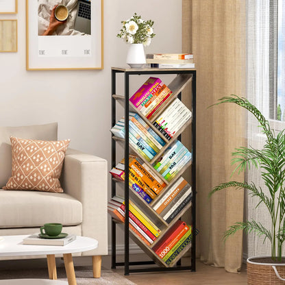 5 Tier Tree Bookshelf With Wood Shelves