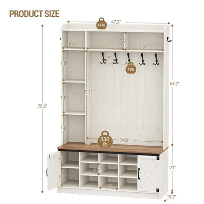 Storage Coat Rack Wood Furniture 7 Hooks