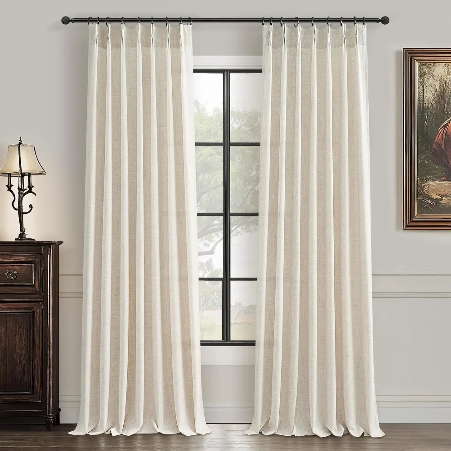 Pinch Pleated Linen Curtains 96 Inches
