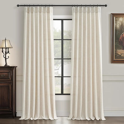 Pinch Pleated Linen Curtains 96 Inches