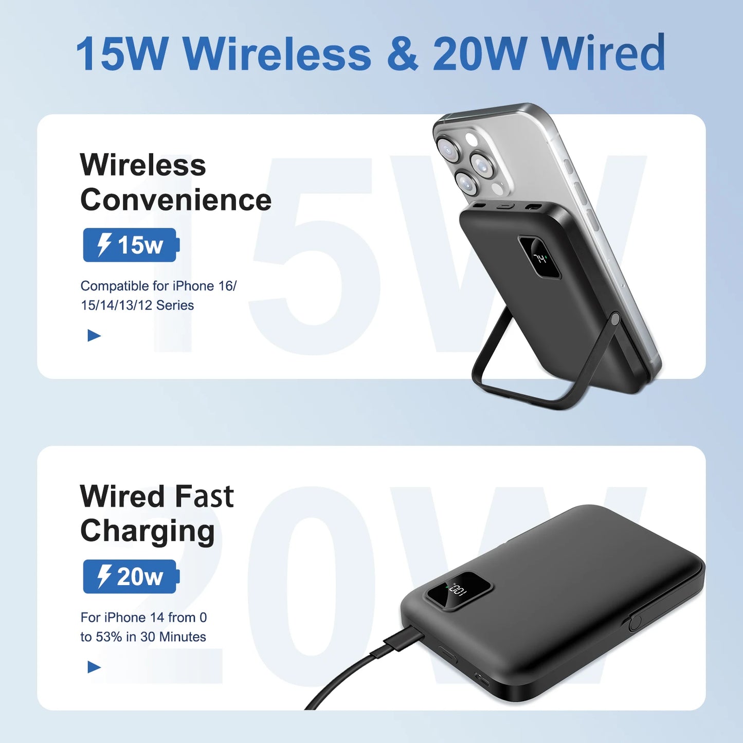 10000mAh Magnetic Power Bank with Foldable Stand