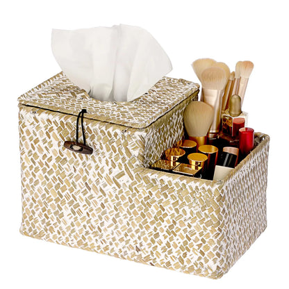 Rustic Water Hyacinth Woven Tissue Box Holder