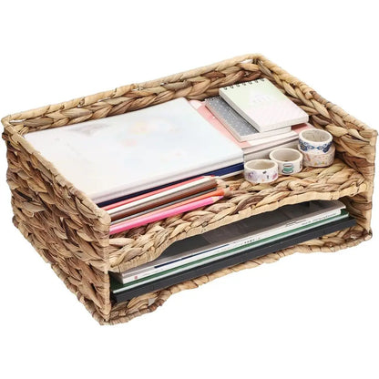 2 Tier Water Hyacinth Letter Storage Basket