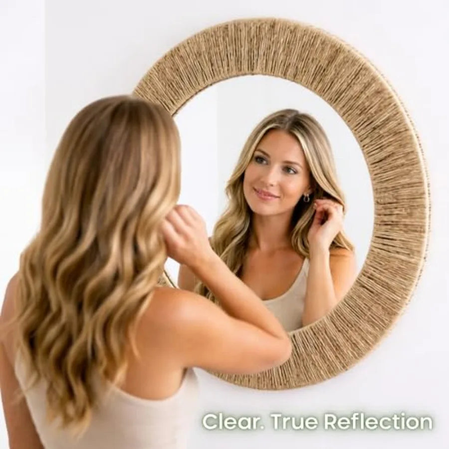 24 Inch Natural Jute Wall Mounted Round Mirror