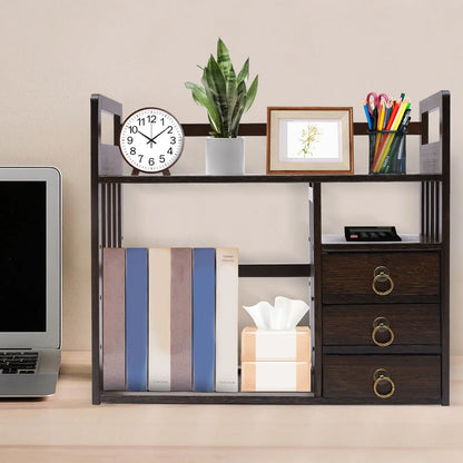 Desktop Bookshelf Bamboo Organizer Rack Storage Shelves